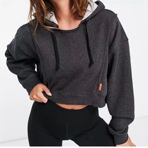 Nike Women's Dark Gray Cropped Hoodie